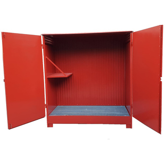 Imagen de Caseta de metal para exterior diáfana con estante